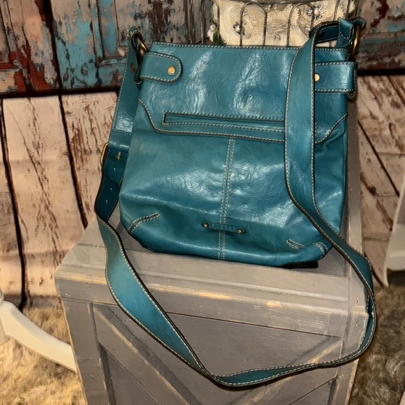 Axcess Handbags - *SOLD on EBAY  by Liz Claiborne Teal Crossbody Bag w/brushed gold hardware
